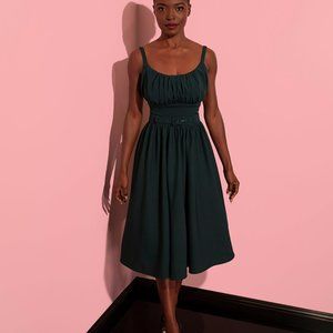 Vixen by Micheline Pitt Ingenue swing dress in hunter green